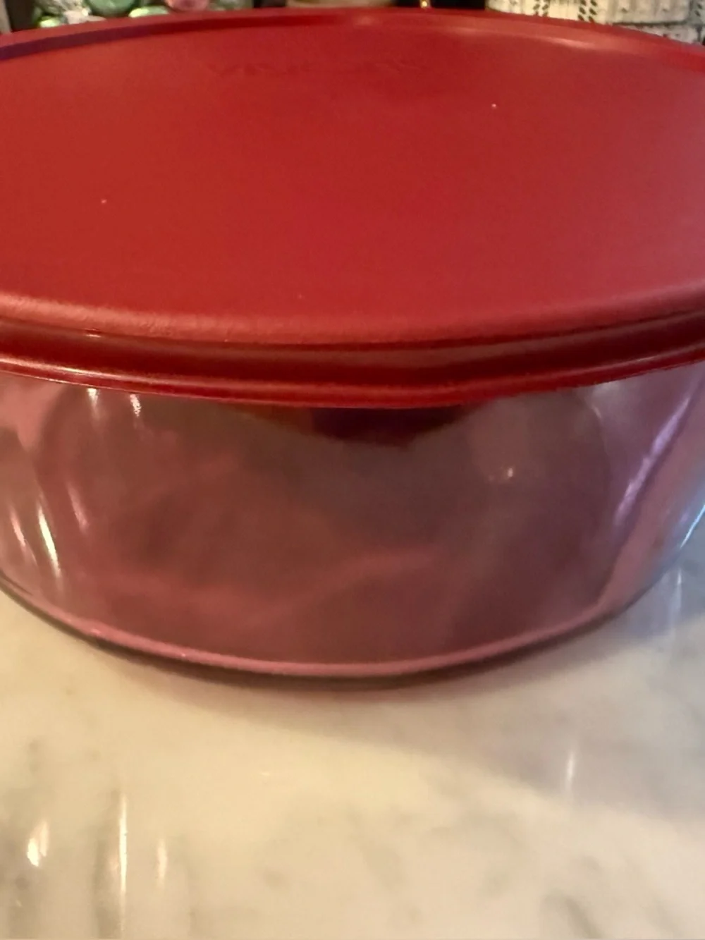 Vintage Corning Visions Cranberry Dutch Oven with two matching Pyrex lids 1.5L